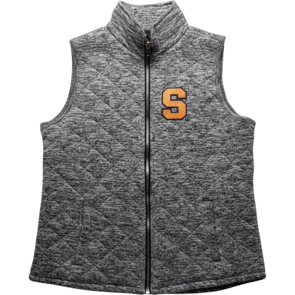 Gameday Couture Syracuse Orange Quilted Vest Womens XL Grey Marl Full Zip NCAA